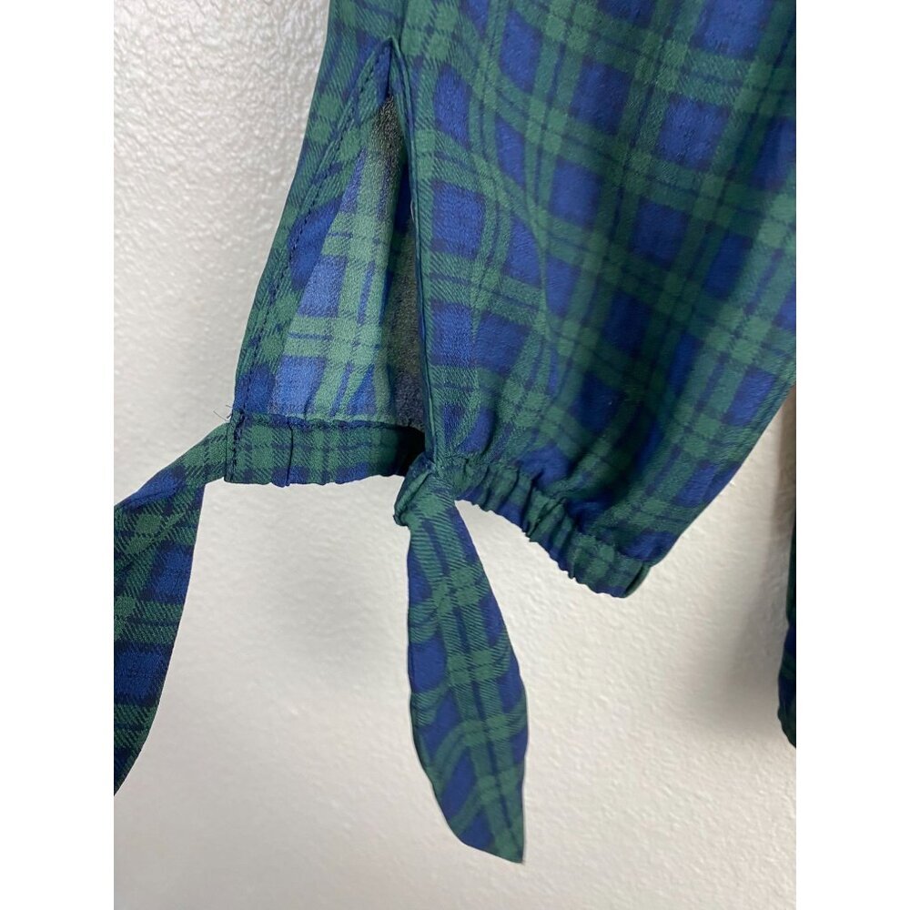 Talbots Green Plaid Elastic Off Shoulder Long Sleeve Top Size Small Holiday - Picture 10 of 11